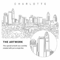 Charlotte NC Skyline Vector Art - Single Line Art Detail