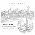 Cincinnati Skyline Vector Art - Single Line Art Detail