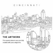 Cincinnati Skyline Vector Art - Single Line Art Detail