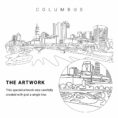Columbus Ohio Skyline Vector Art - Single Line Art Detail