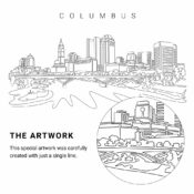 Columbus Ohio Skyline Vector Art - Single Line Art Detail