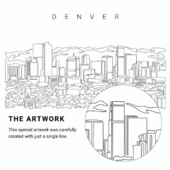 Denver Colorado Vector Art - Single Line Art Detail