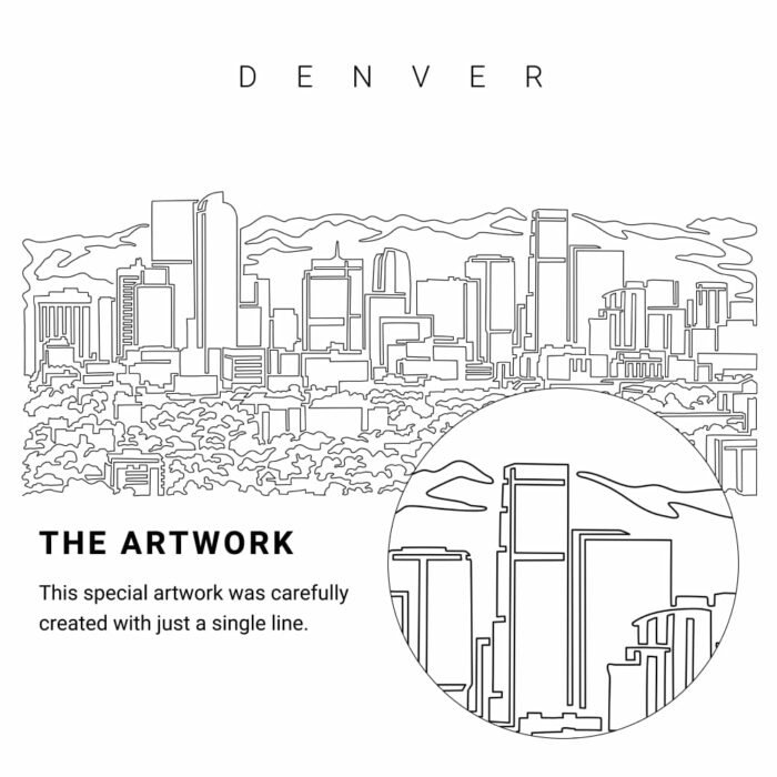 Denver Colorado Vector Art - Single Line Art Detail