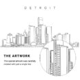Detroit Vector Art - Single Line Art Detail