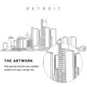 Detroit Vector Art - Single Line Art Detail