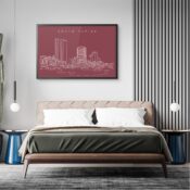 Framed Grand Rapids Skyline Wall Art for Bed Room - Dark