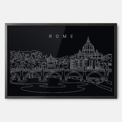 Framed Rome Skyline Wall Art - Dark