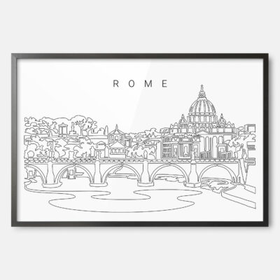 Framed Rome Skyline Wall Art - Light