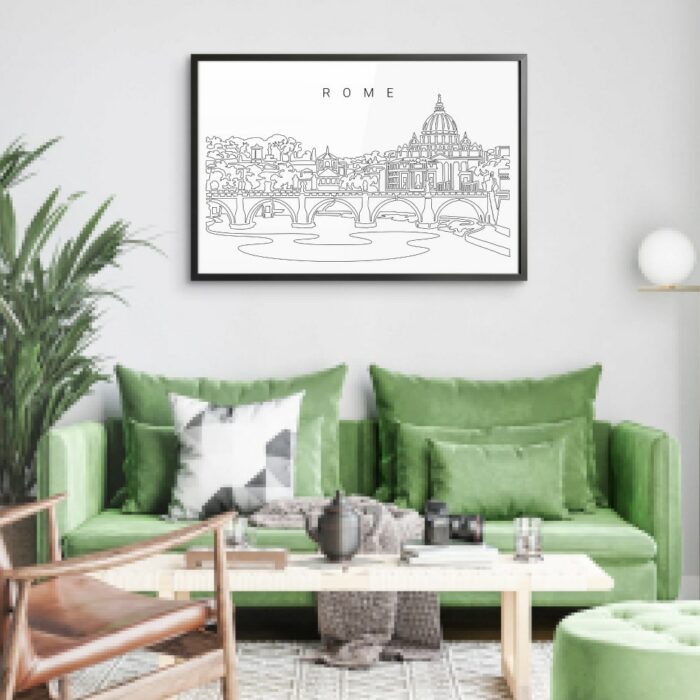 Framed Rome Skyline Wall Art for Living Room