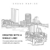 Grand Rapids Vector Art - Single Line Art Detail