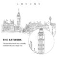 London Big Ben Vector Art - Single Line Art Detail