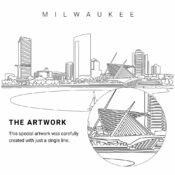 Milwaukee Skyline Vector Art - Single Line Art Detail