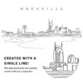 Nashville Skyline Vector Art - Single Line Art Detail