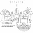 Oakland California Temple Vector Art - Single Line Art Detail