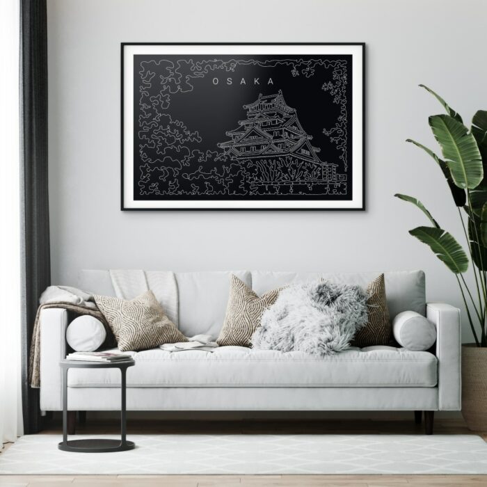 Osaka Castle Art Print for Living Room - Dark