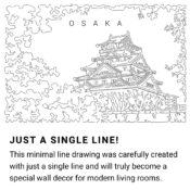 Osaka Castle Continuous Line Drawing Art Work