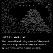 Osaka Japan One Line Drawing Art - Dark
