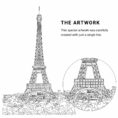 Paris Eiffel Tower Vector Art - Single Line Art Detail - Portrait