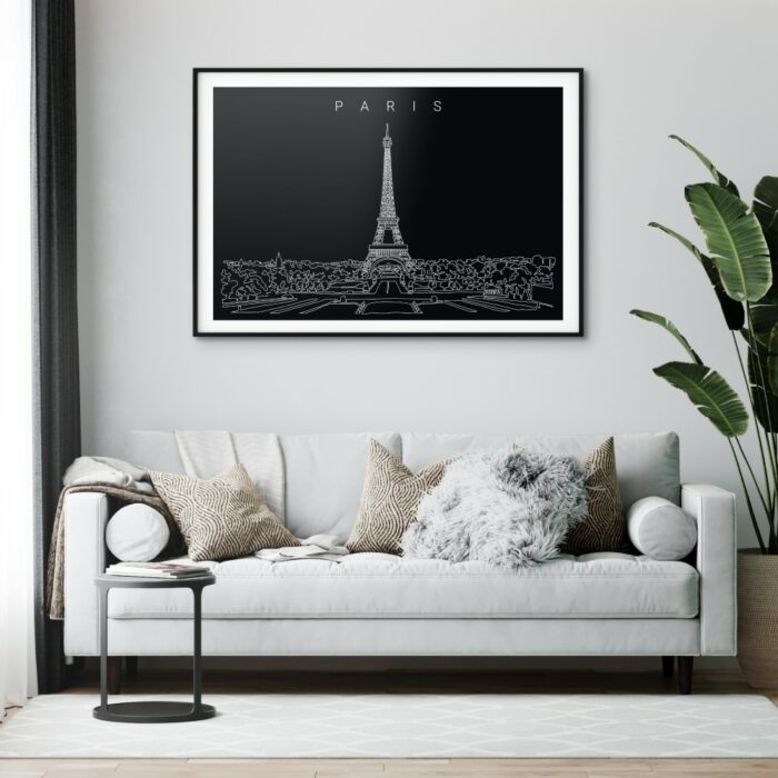 Paris Skyline Art Print for Living Room - Dark