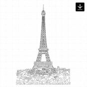 Paris Skyline SVG - Download - Portrait