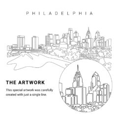Philadelphia Skyline Vector Art - Single Line Art Detail