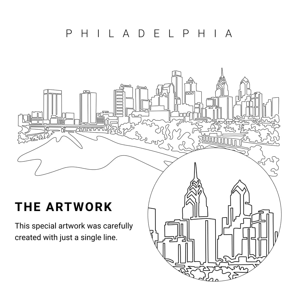 Philadelphia Skyline Vector Art - Single Line Art Detail