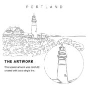 Portland Maine Vector Art - Single Line Art Detail