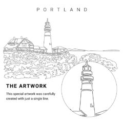 Portland Maine Vector Art - Single Line Art Detail