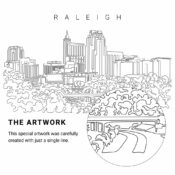 Raleigh NC Vector Art - Single Line Art Detail