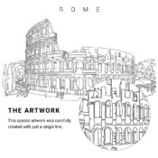 Rome Colosseum Vector Art - Single Line Art Detail