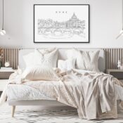Rome Skyline Art Print for Bedroom - Dark