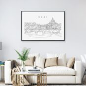 Rome Skyline Art Print for Living Room - Dark