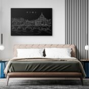 Rome Skyline Canvas Art Print - Bed Room - Dark