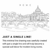 Rome Skyline Continuous Line Drawing Art Work