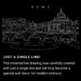 Rome Skyline One Line Drawing Art - Dark