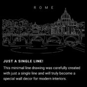 Rome Skyline One Line Drawing Art - Dark