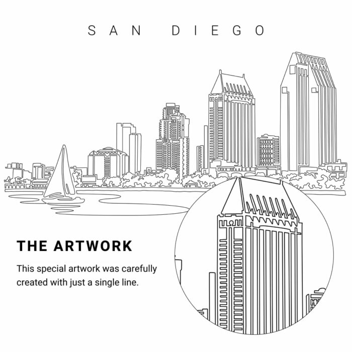 San Diego Vector Art - Single Line Art Detail