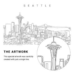 Seattle Vector Art - Single Line Art Detail