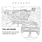 Spokane WA Vector Art - Single Line Art Detail