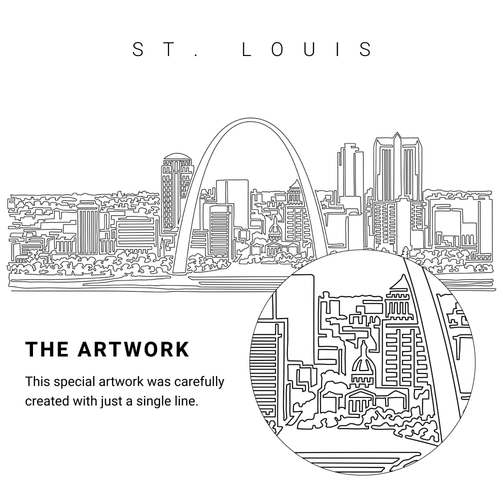 St Louis Skyline Vector Art - Single Line Art Detail