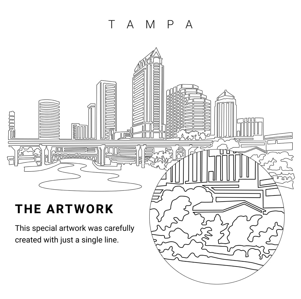 Tampa Florida Vector Art - Single Line Art Detail