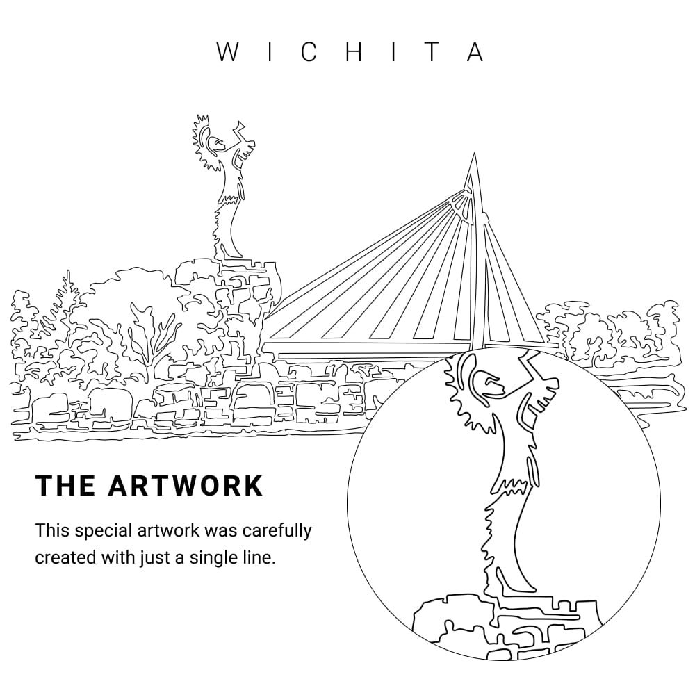 Wichita Kansas Vector Art - Single Line Art Detail