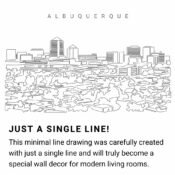 Albuquerque Skyline Continuous Line Drawing Art Work