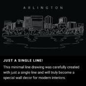 Arlington Skyline One Line Drawing Art - Dark