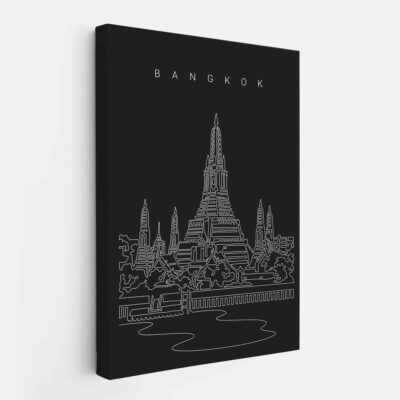 Bangkok Wat Arun Canvas Art Print - Portrait - Dark