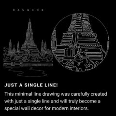 Bangkok Wat Arun One Line Drawing - Portrait - Dark