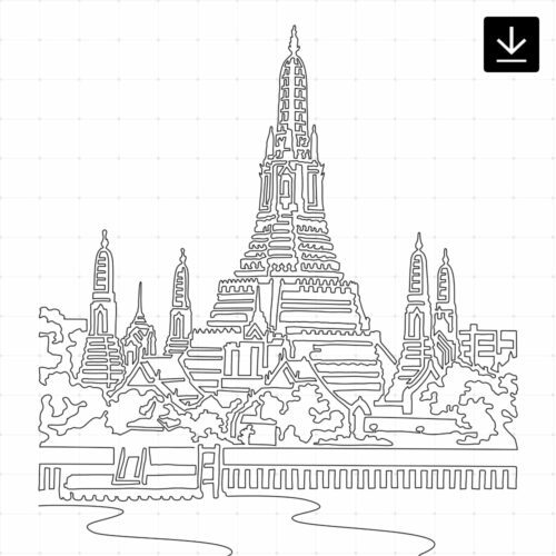 Bangkok Wat Arun SVG - Download - Portrait