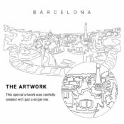 Barcelona Park Guell Vector Art - Single Line Art Detail