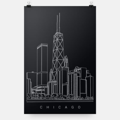 Chicago Skyline Art Print - Portrait - Dark