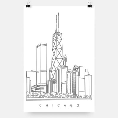 Chicago Skyline Art Print - Portrait - Light